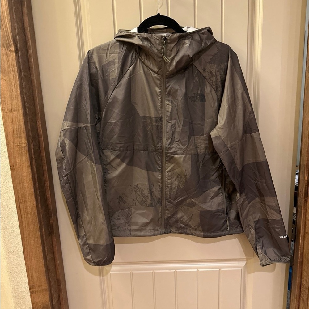 The North Face green Windbreaker with Hood and Full-Length Zipper